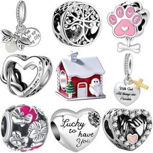 9 Pack Plated Silver Spacer Beads Charms